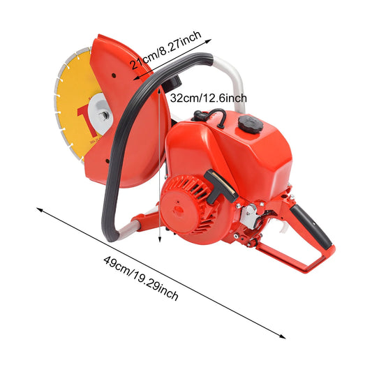 2 Stroke 78.5CC Gas Power Cement Concrete Cut off Saw Cutting Tool W/Blade Red