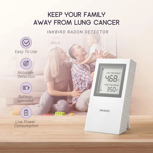 Inkird Home Radon Detector, Portable Radon Meter, Short-Term and Long-Term Accurate Monitoring 2-Year Battery,White