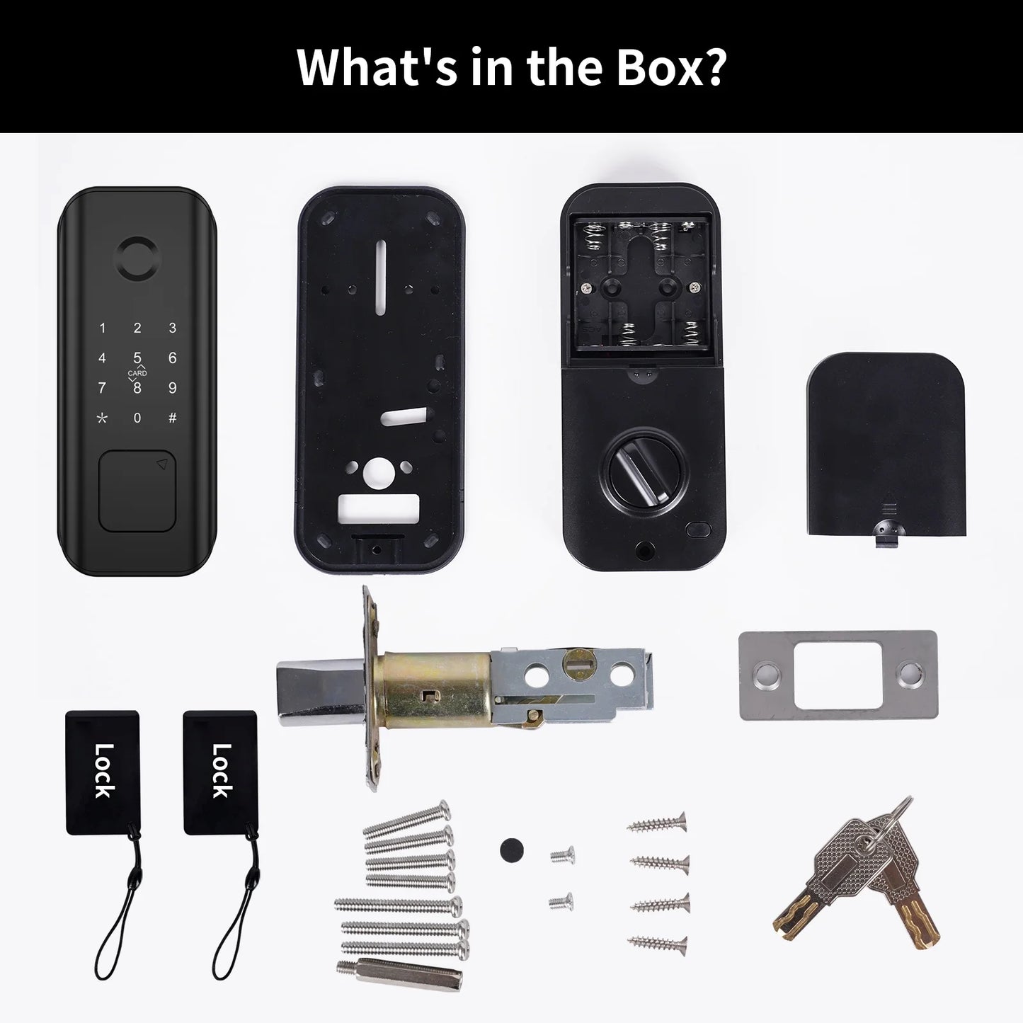 AUOSHI Security Smart Lock Fingerprint Door latch Keyless Entry Wi-Fi Door Lock Wireless Electronic Deadbolt with Touchscreen Keypad doorbell key IC Card App Control IP65 Waterproof Matte Black