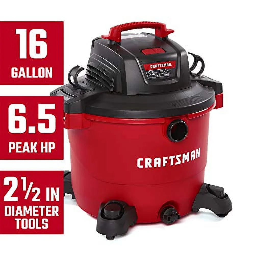 CRAFTSMAN CMXEVBE17595 16 Gallon 6.5 Peak HP Wet/Dry Vac, Heavy-Duty Shop Vacuum with Attachments