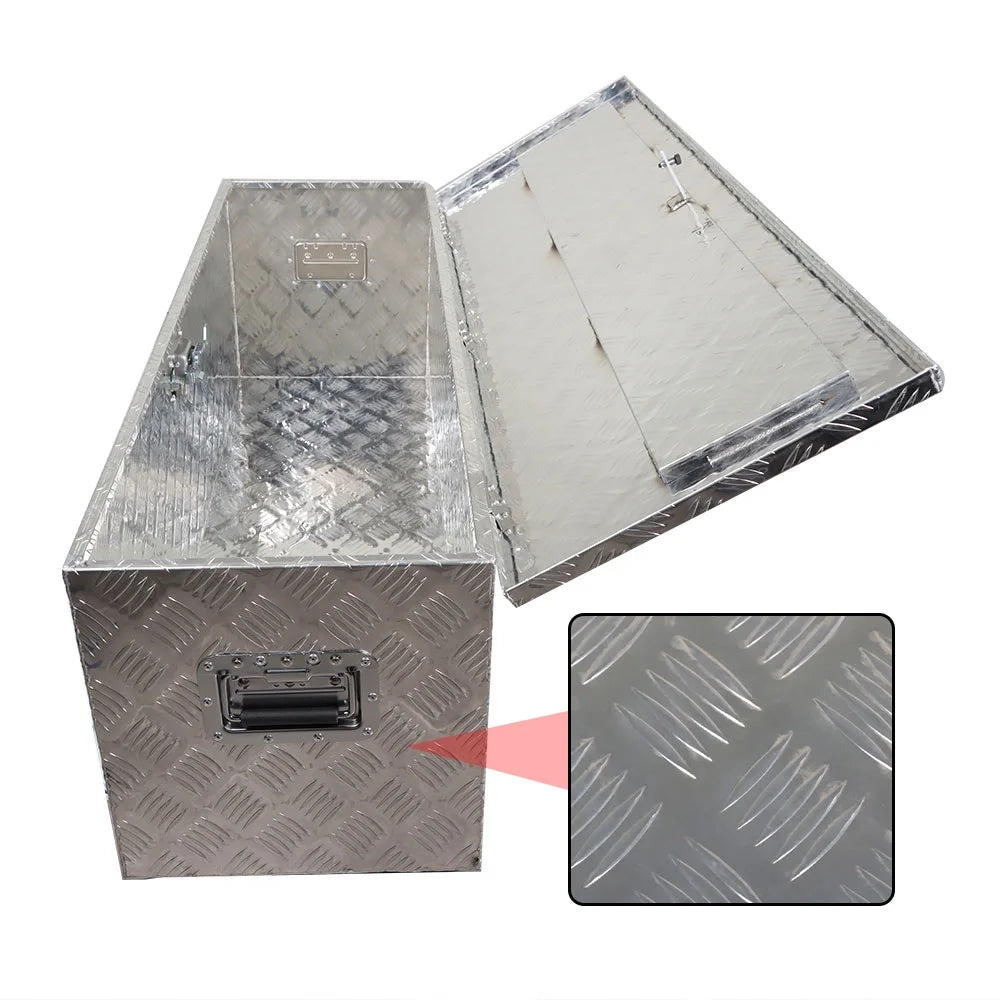 LABLT 49 inch Aluminum Diamond Plate Tool Box Pick Up Truck Bed Storage Chest Box RV Trailer Organizer Lock W/Key Silver