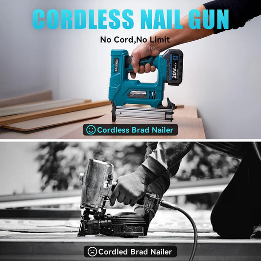 Cordless Electric Nail Gun, 4.0Ah X 2 Battery, F32 MAX, 1000 Piece Nails