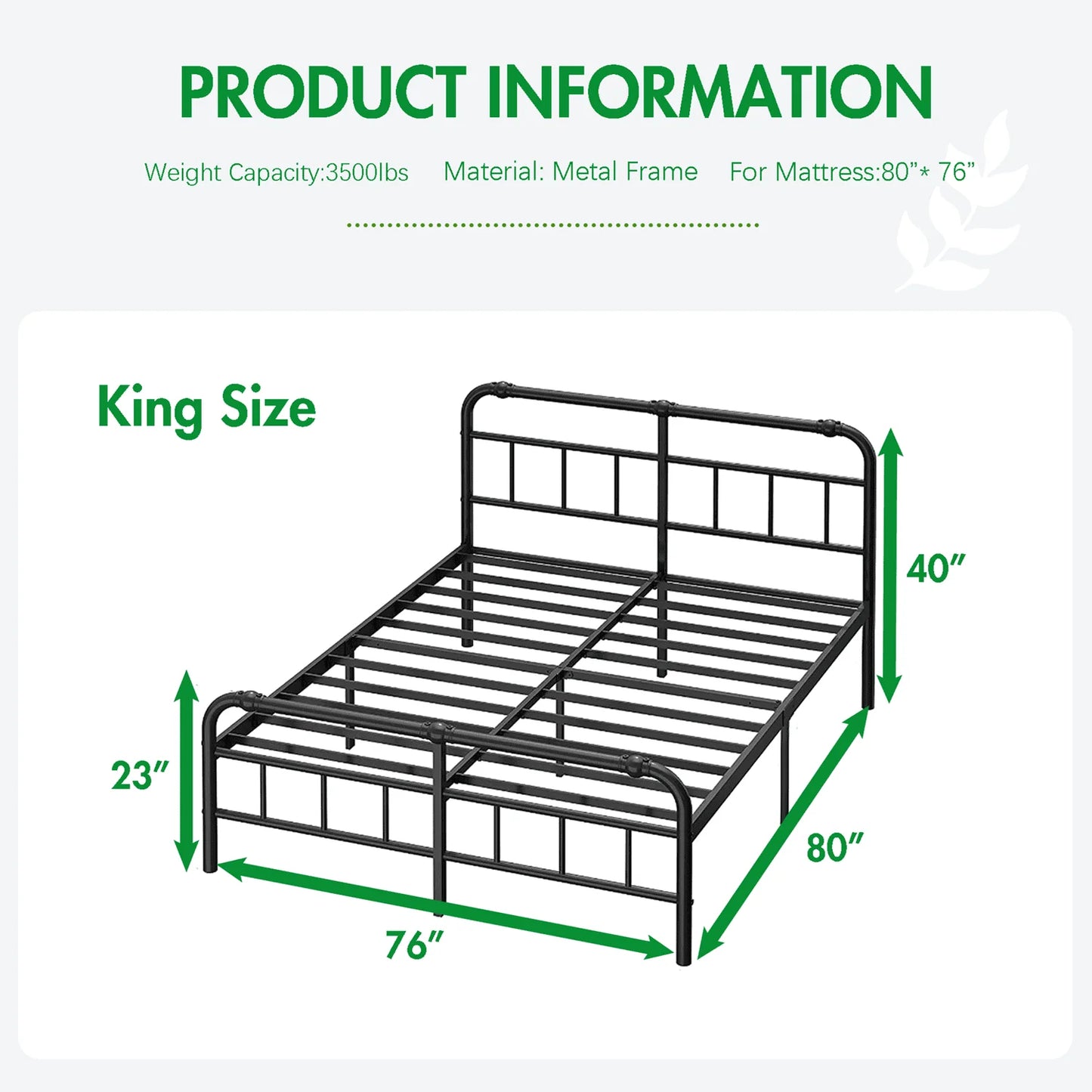 QFTIME 14" King Bed Frame with Headboard and Footboard, Heavy Duty Metal Platform, Premium Steel Slat Mattress Foundation with Storage, No Box Spring Needed