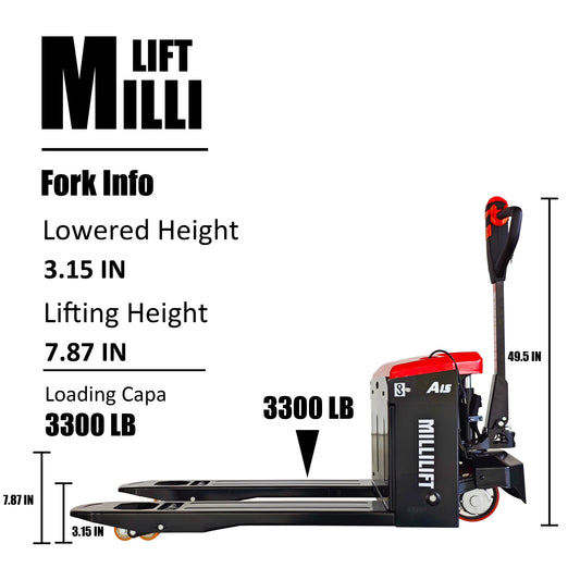 Millilift 3300LB Max Weight Electric Pallet Truck