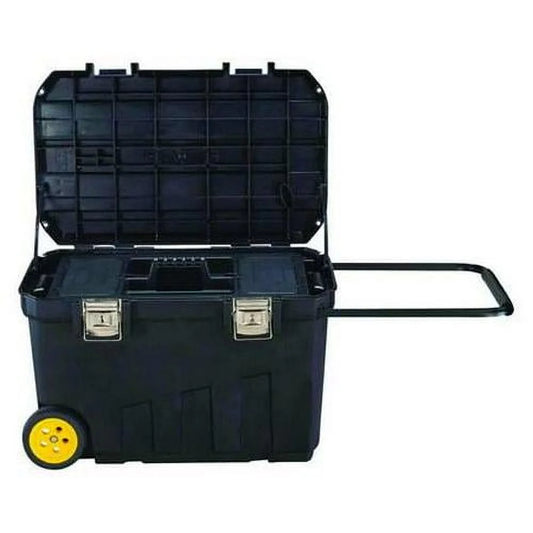Stanley Mobile Tool Chest, 24 Gallon, 30 W x 19 D x 19 H, Plastic, Black, Tote Tray, 2 Compartments