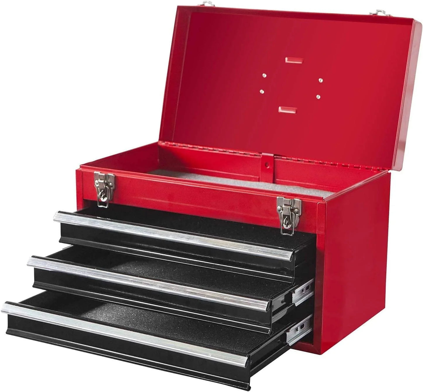 HPDAVV Detachable 3 Drawer Tool Chest Large Storage Cabinet and Adjustable Shelf Red
