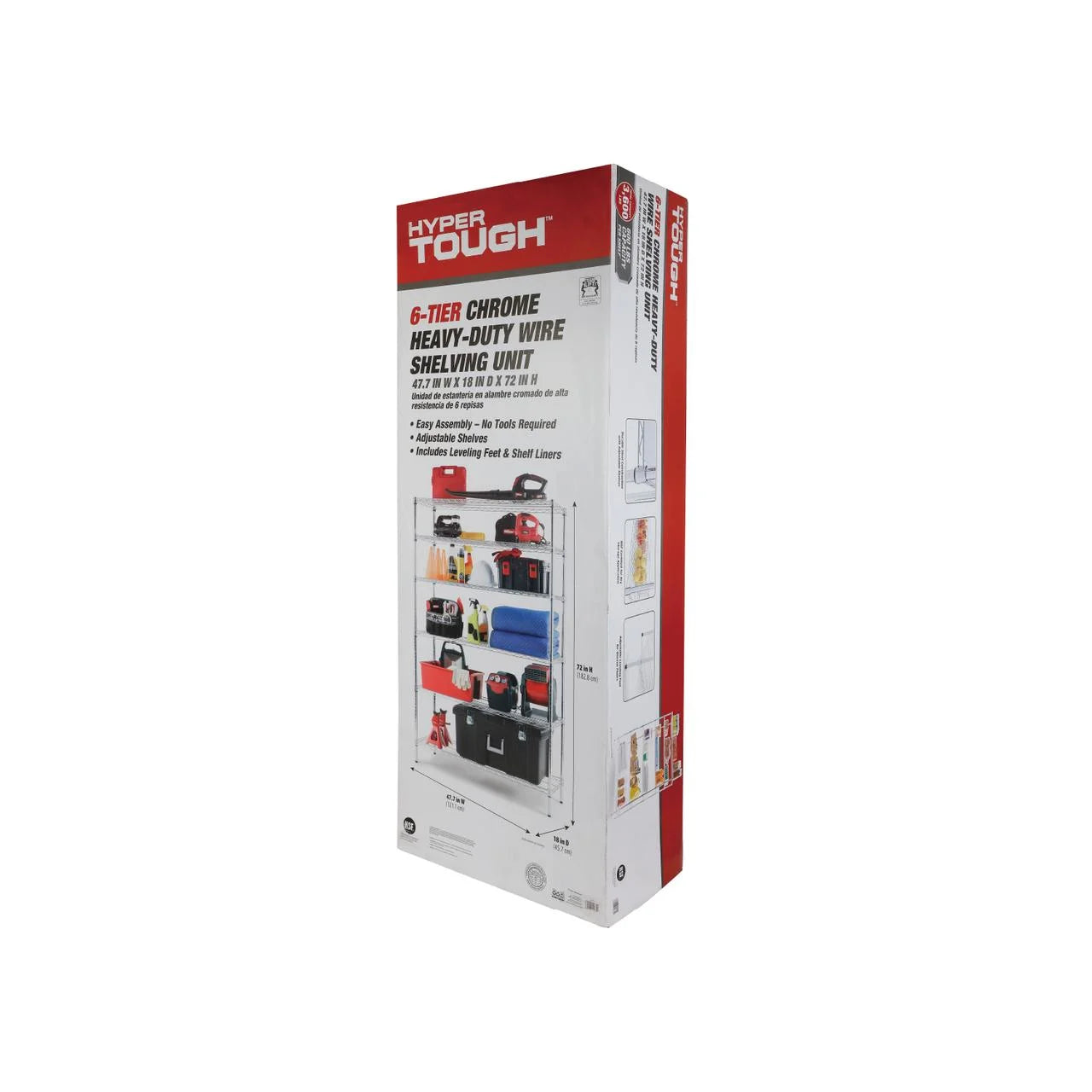 Hyper Tough 6-Tier Wire Storage Shelves with Liners, 48" W x 18" D x 72" H, 3600 lb Load Capacity, Chrome