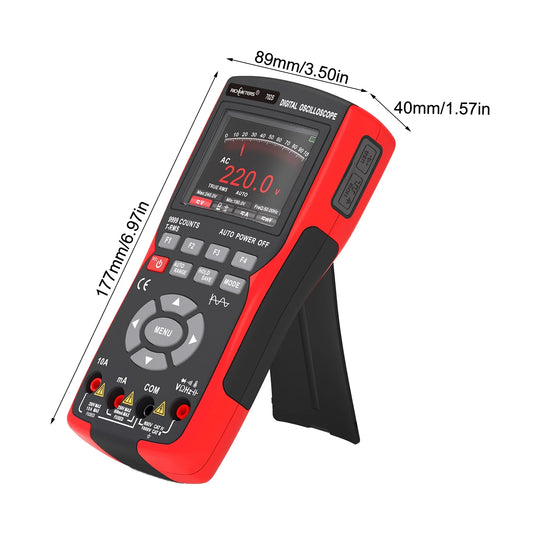 Oscilloscope Multimeter Handheld LCD Digital Multimeter & Oscillometer 2-in-1 Universal Meter Scope Meter 9999 Counts 10MHz 48MSa/s Single Channel Measuring AC/DC Voltage & Current Resistance