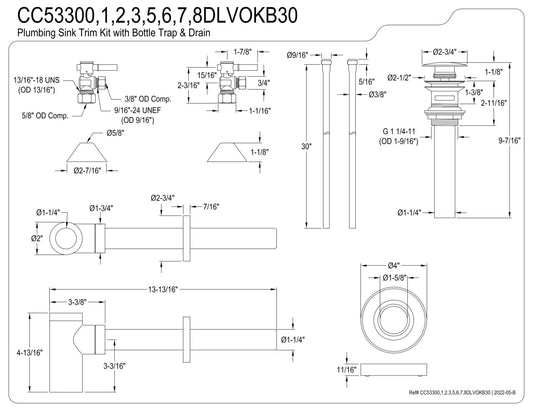 Kingston Brass CC53301DLVOKB30 Modern Plumbing Sink Trim Kit with Bottle Trap and Overflow Drain, Polished Chrome