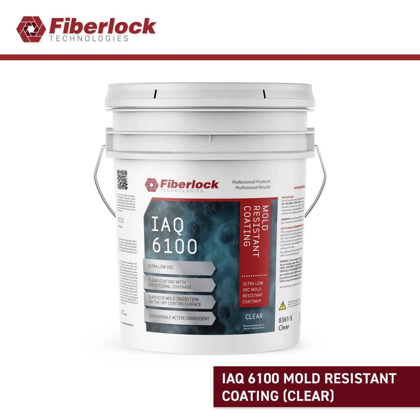 Fiberlock IAQ 6000HD Heavy Duty Mold Resistant Coating, White, 5 Gallon