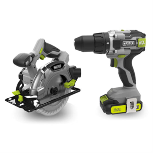 Master Mechanic ML-CD168GD-200S M0Y-DC190 20-Volt Cordless 2-Tool Combo Kit, 1/2 In. Drill + 6-1/2 In. Circ - Quantity 2
