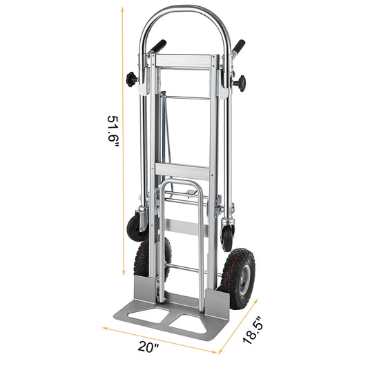 SHZOND 3 in 1 Convertible Hand Truck 1000 LBS Weight Capacity Heavy Duty Hand Truck Durable Aluminum and Steel Construction 4 Wheels Hand Truck Dolly