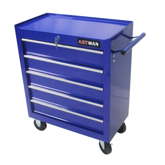 IVV 5-Drawer Rolling Tool Chest, Large-Capacity Tool Box with Wheels and Drawers, Tool Chest with Lock for Warehouse, Garage, Repair Shop and Tool Room (Blue)