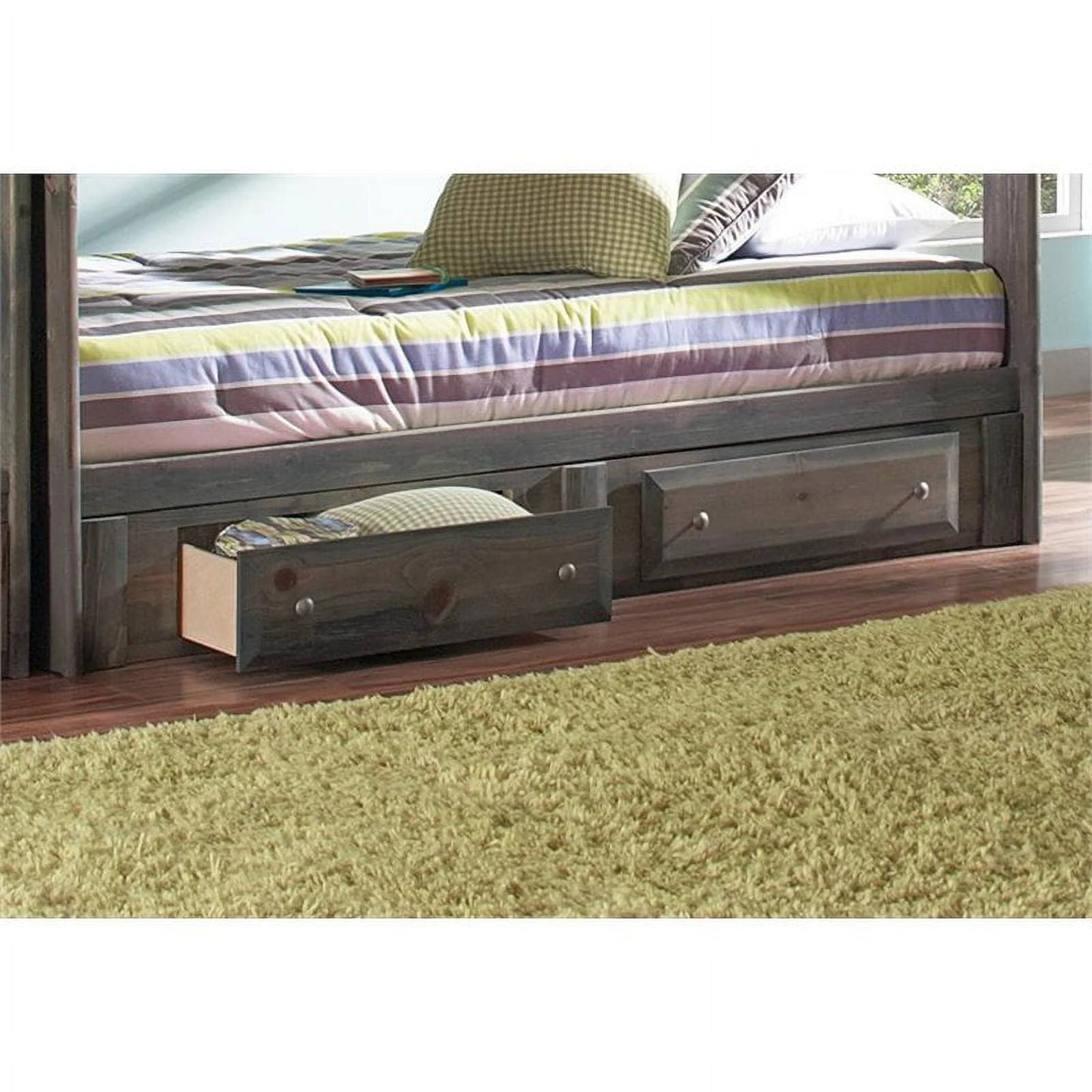 Bowery Hill Wood 2-Drawer Youth Under Bed Storage in Gun Smoke Gray