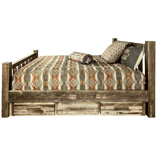 Homestead Collection California King Bed w/Storage, Stain & Lacquer Finish