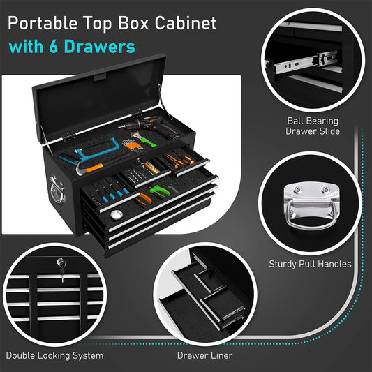 Aukfa Tool Box, 2 in 1 Steel Rolling Tool Chest & Cabinet On Wheels for Garage, 8-Drawer, Black