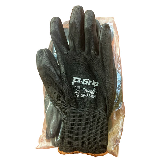 Gorilla Grip Ultra-Thin Polyurethane Palm Coated Glove with 13-Gauge Nylon/Polyester Shell, Large, Black (Bulk Case of 144)