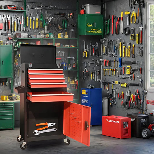 Tool Chest, 5-Drawer Rolling Tool Storage Cabinet with Detachable Top Tool Box, Universal Lockable Wheels