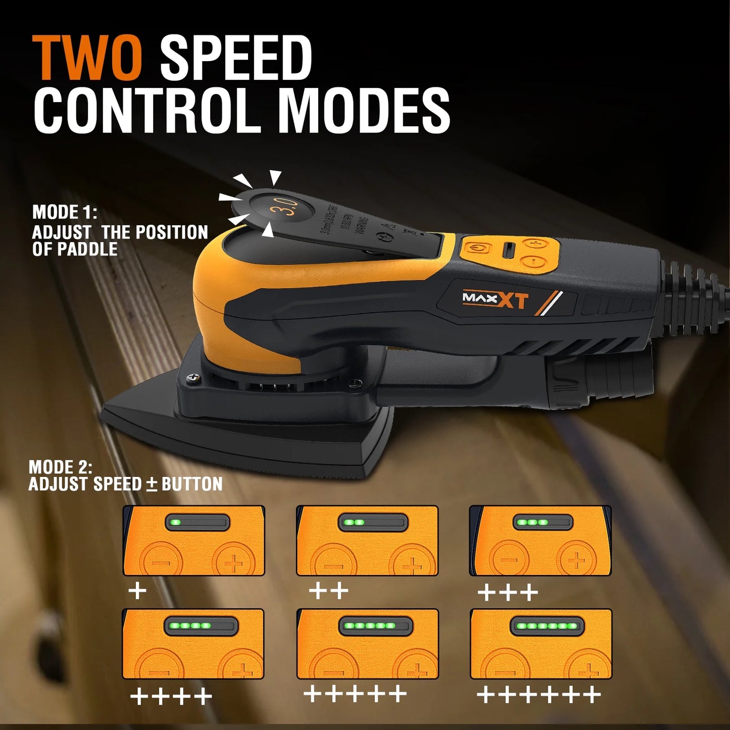 MAXXT Mouse Sander, 350W Sander Tool with Advanced Dust Collection System, Low Vibration Detail Sander for Efficient Woodworking, Tight Spaces Sanding, and Polishing