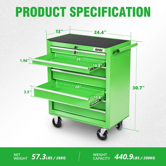 DNA Motoring TOOLS-00399 7 Drawers Garage Warehouse Workshop Rolling Tool Cabinet Chest With Top Antiskip Mat+Swivel Casters