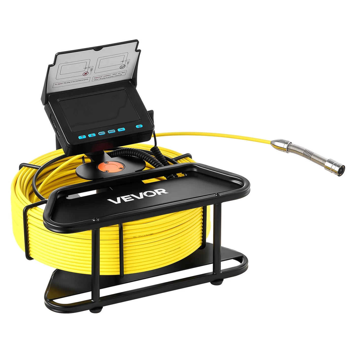 VEVOR Sewer Camera, 164 ft/50m, 4.3" Drain Inspection Camera, IP68 Waterproof Snake Plumbing Camera with Lights - 6 Adjustable LEDs, 4500mAh Battery & 16GB Card for Sewer Line Duct Pipes