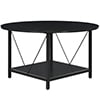 DWVO Round Coffee Table, 31.5" Industrial Design Furniture Sturdy Metal Frame Legs Table, Cocktail Table with Storage Open Shelf for Living Room, Gray