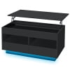 Hommpa Lift Top Coffee Table with 2 Drawers High Gloss Rectangle White Coffee Table with LED Lights and Hidden Storage for Living Room Home Office Center Cocktail Tables 25.19" Height
