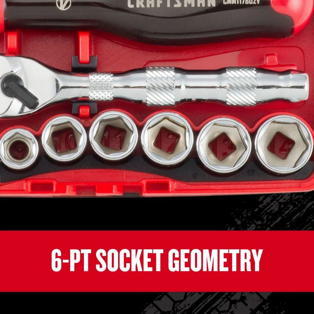 Craftsman V-Series 1/4 Inch Drive Metric 6-Point Tool Set, 38 Pieces