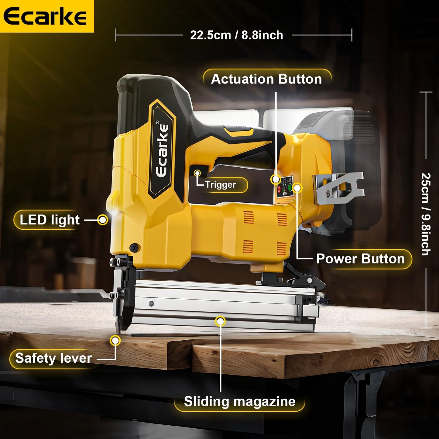 Cordless Brad Nailer Compatible with Dewalt 20V Battery: Brushless Electric Nail Gun with 1000 Nials - 2 Mode 18 Gauge Nail Gun,5/8 to 1-1/4 Inch for Upholstery Woodworking Carpentry(Tool Only)