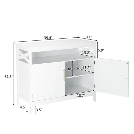 Ktaxon Kitchen Storage Sideboard Dining Buffet Server Cabinet Cupboard, Free Standing Storage Chest Cabinets and Shelf,White