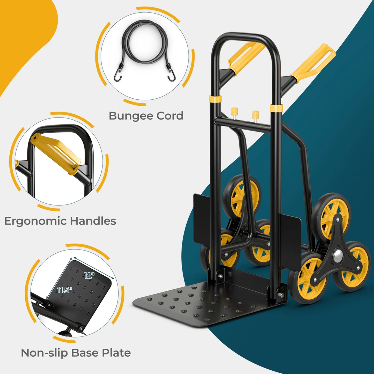 Costway Stair Climber Hand Truck with Telescoping Handle and Rubber Wheels 350 Lb Capacity
