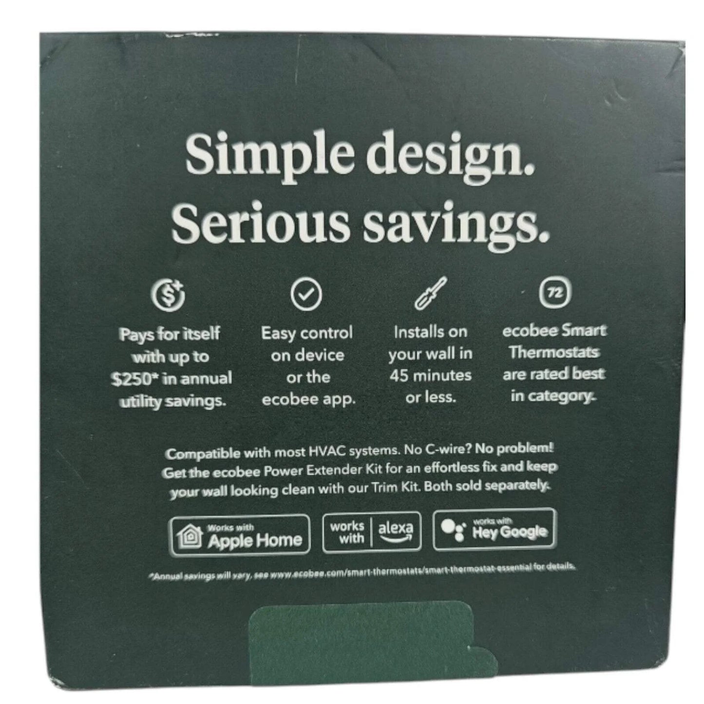 Ecobee Smart Thermostat Sealed Compatable W/Siri, Alexa, and Google W/Trim Kit