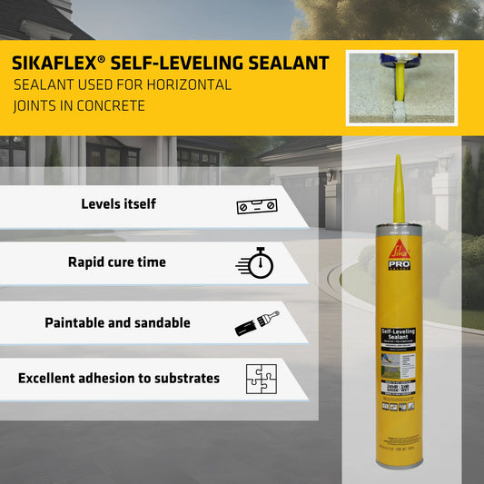 Sikaflex self-Leveling sealant - Gray - Seals Horizontal Joints in Concrete - Strong Elasticity Improves Durability - 29 fl. oz. Cartridge (Pack of 12)
