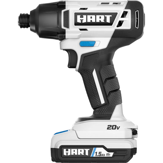 HART 20V Cordless 1/4 in Impact Driver, 1.5Ah, 1800 in lb 2600 RPM