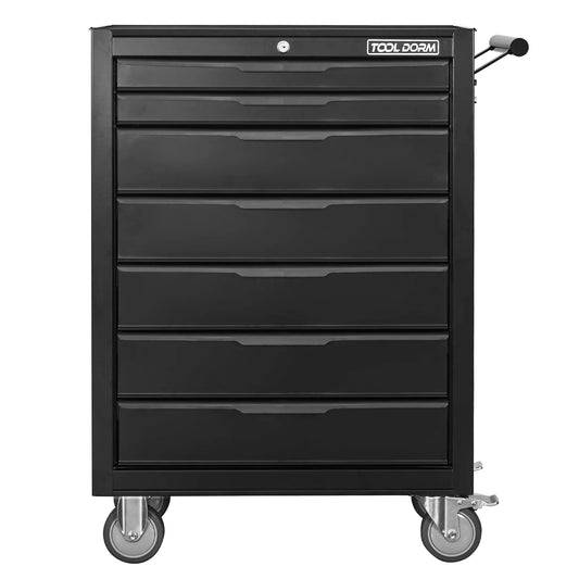 Tool Cabinet Tool Cart 24.2inch with 7 Drawers and Wheels, Metal Rolling Tool Box Locked Drawers Storage Organizer Cabinet for Garage, Warehouse, Repair Shop, Workshop, Brand