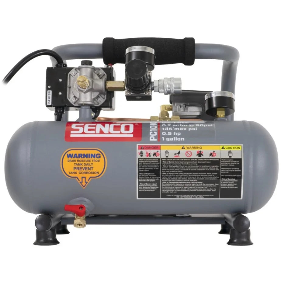 Restored SENCO PC1010R 1/2 HP 1 Gallon Oil-Free Hand Carry Compressor (Refurbished)