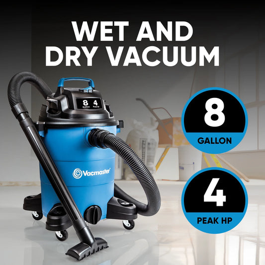 Vacmaster VOC809PF Wet Dry Vacuum, 8 Gallon Portable Lightweight with Powerful Suction for Wet and Dry Messes.