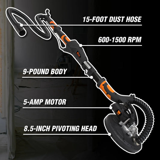 WEN Products Variable Speed 5-Amp Drywall Sander with 15-Foot Hose, Corded, 6369