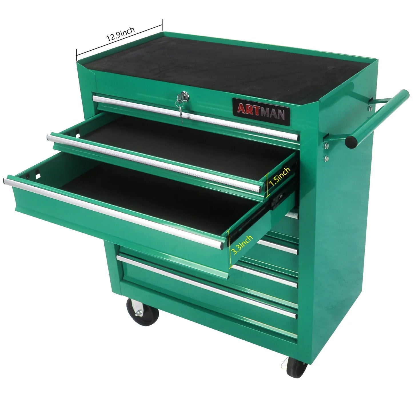 7-Drawer Metal Rolling Tool Chest with Wheels, Tool Storage Cabinet with Locking System, Toolbox with Wheels for Garage, Warehouse, Workshop, Repair Shop, Red