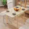 Folding Dining Table with 2 Storage Racks, Multifunction Expandable Table with 6 Wheels,Drop Leaf Table for Kitchen Bedroom Living Room, White
