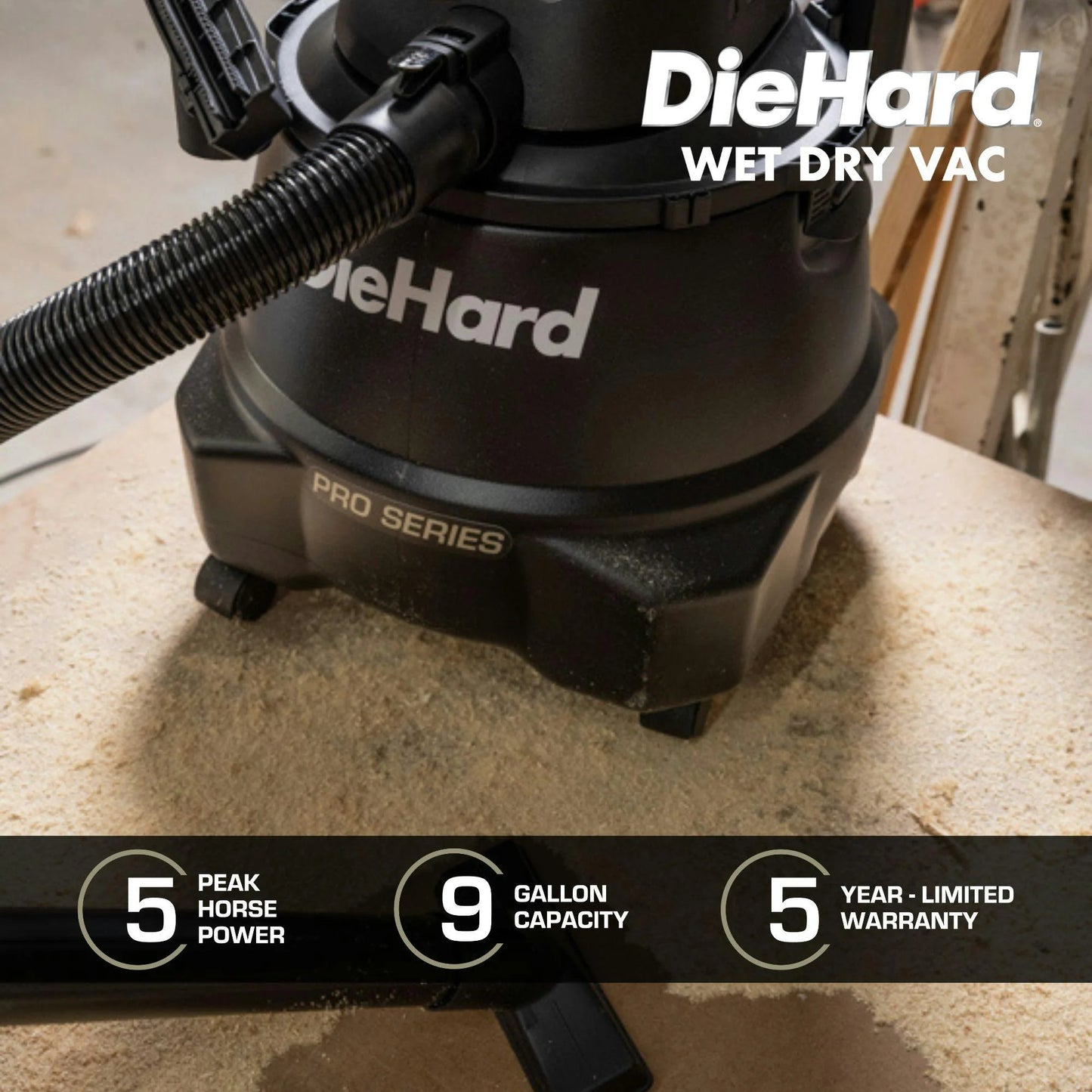 DieHard 9-Gallon 5.5 HP Pro Wet/Dry Vacuum