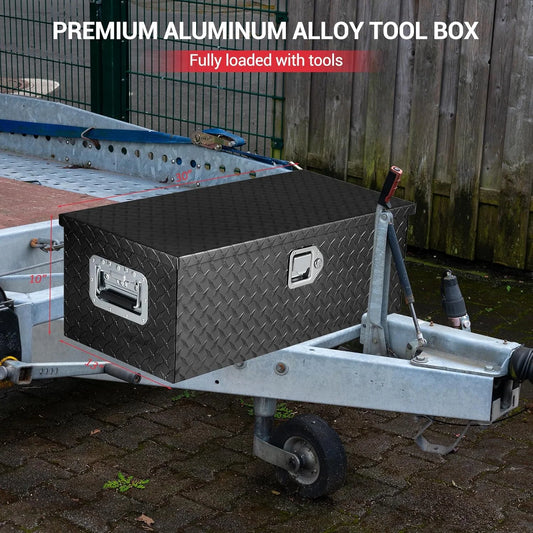 Aluminum Truck Tool Box, Truck Bed Storage Box with Security Lock and Wider Handles, Heavy Duty Waterproof Tool Box Organizer Chest for Pick Up Truck Rv Trailer