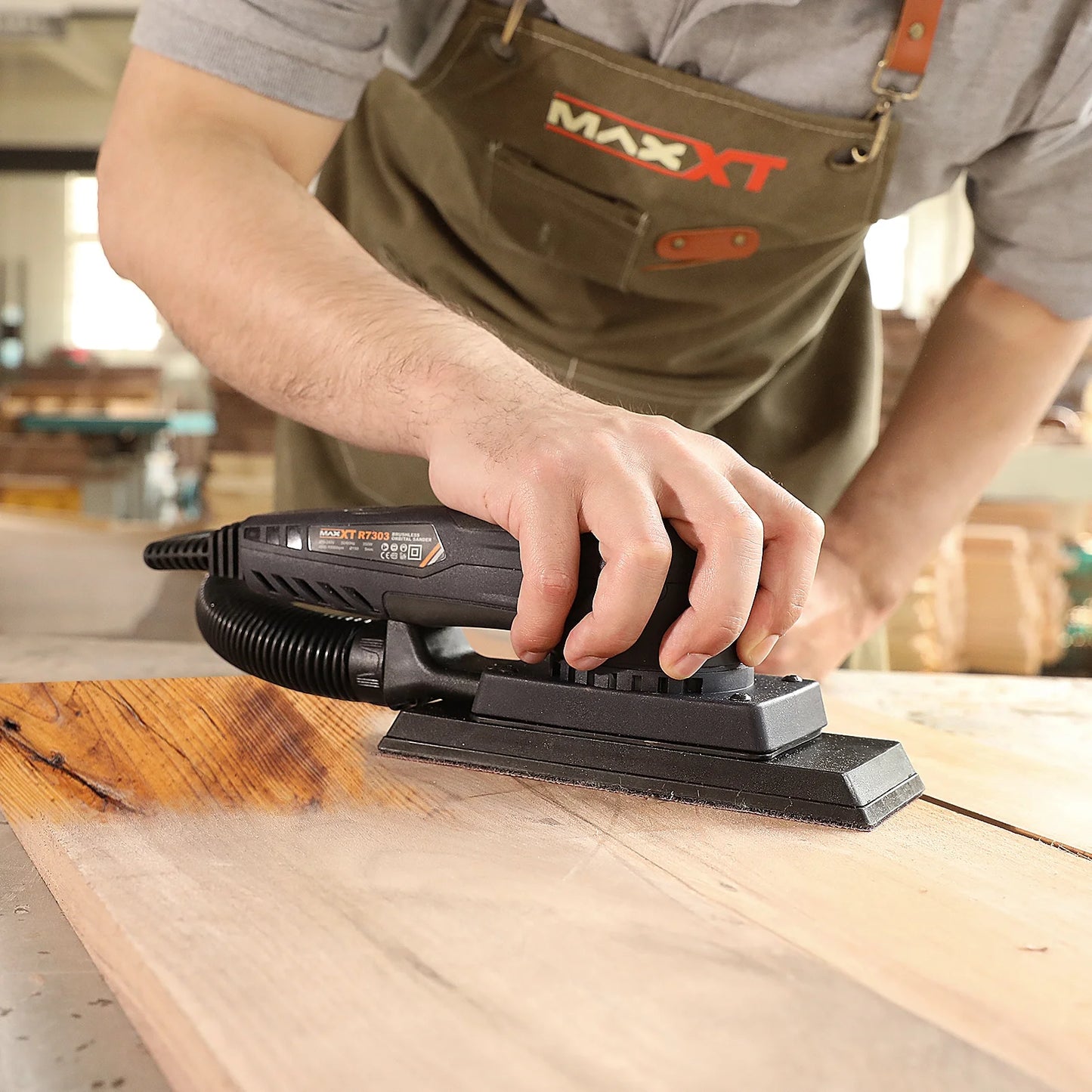 MAXXT Brushless Sheet Sander Electric 3mm Orbital 350W 3A Multi-function 10000RPM Variable Speed Corded Orbital Sanders Machine with 10 Sanding Paper for Woodworking Palm Sander Finishing Sander