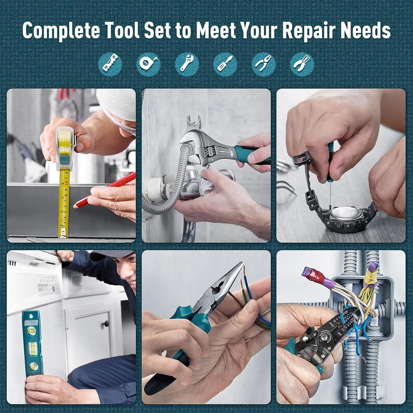 Home Tool Kit 281-PCs - General Basic Home Auto Repair Tool Kits - Complete Portable Hand Tool Sets for Women - Tool Box Set with Socket Wrench Set & Screwdriver Sets & Hex Key & Pliers