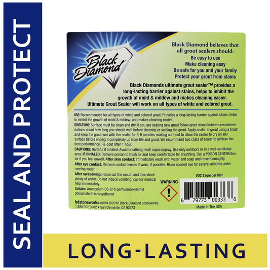 Black diamond stoneworks ultimate grout sealer: stain sealant protector for tile, marble, floors, showers and countertops.