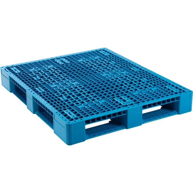 Global Industrial 412512 48 x 40 in. 30000 lbs Poly 4-Way Cap Rackable & Stackable Pallet, Blue - Pack of 10