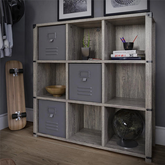 Nova 9 Cube Storage Bookcase - Grey Oak