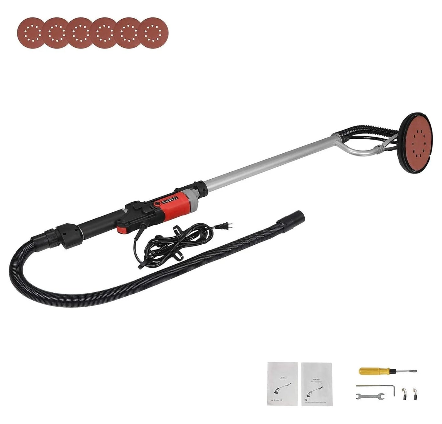Electric Drywall Sander 800w Adjustable Variable 6 Speed Disc Sander w/6 Sand Pads, 1000-2000RPM
