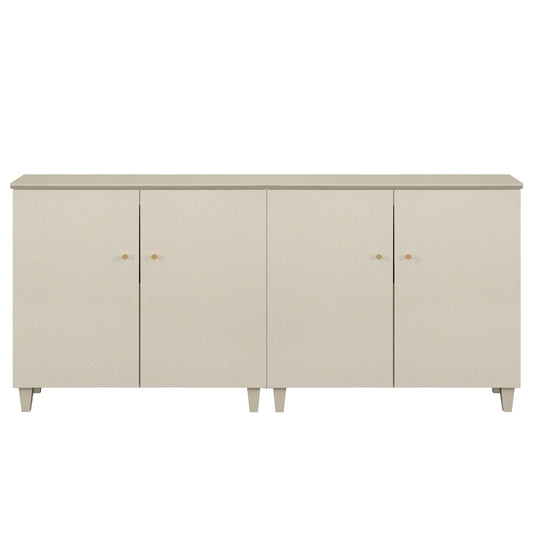 Sideboard Buffet Server Cabinets with Doors, 70.8" Kitchen Wood Coffee Bar Table, 2 -In-1 Storage Cabinets with 6 Compartments for Dining Room, Living Room, Entryway, Beige Faux Linen Textured Finish
