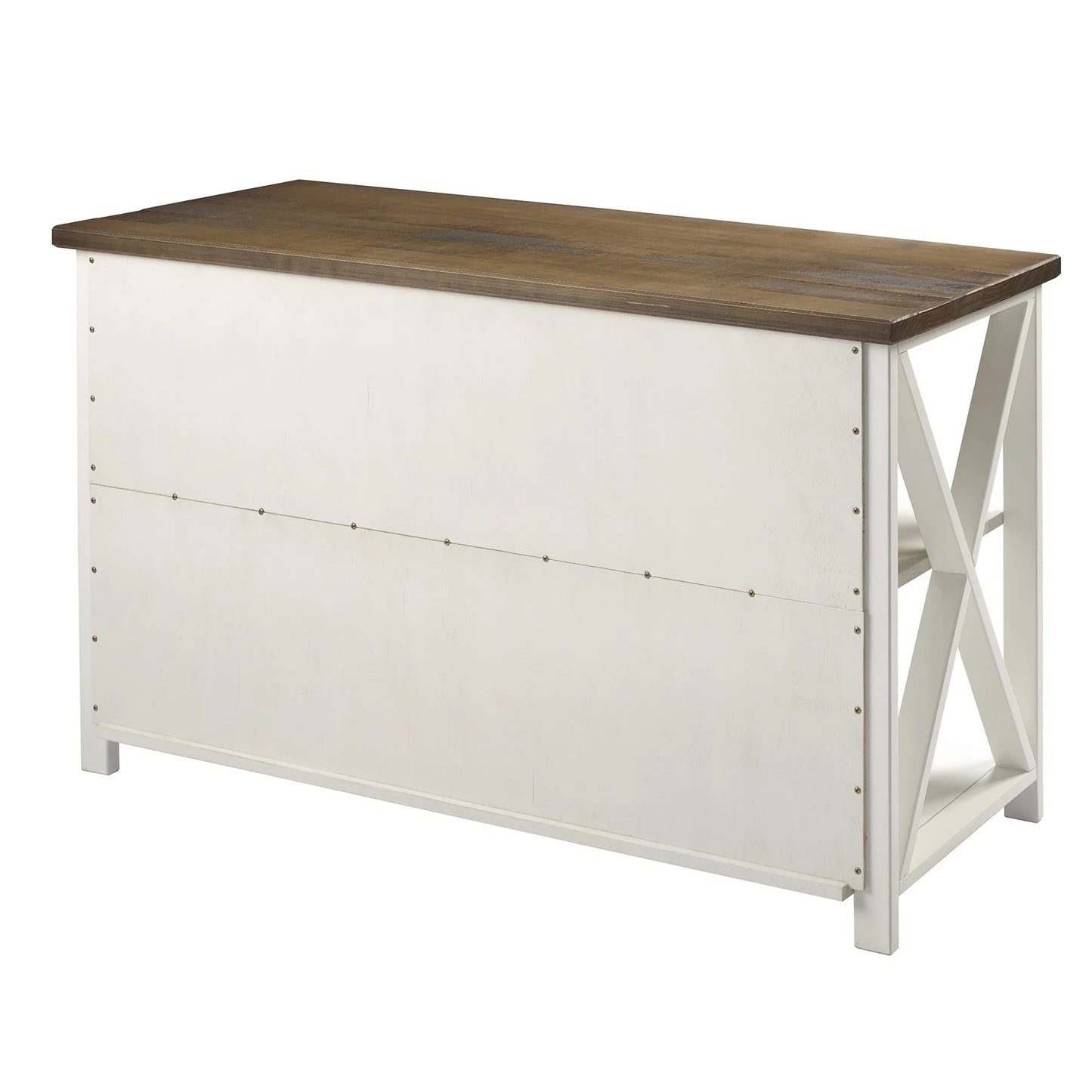 Woven Paths Solid Wood Storage Console Table, White/Reclaimed Barnwood